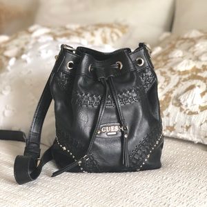 Guess Black Bucket Bag; Crossbody leather bag